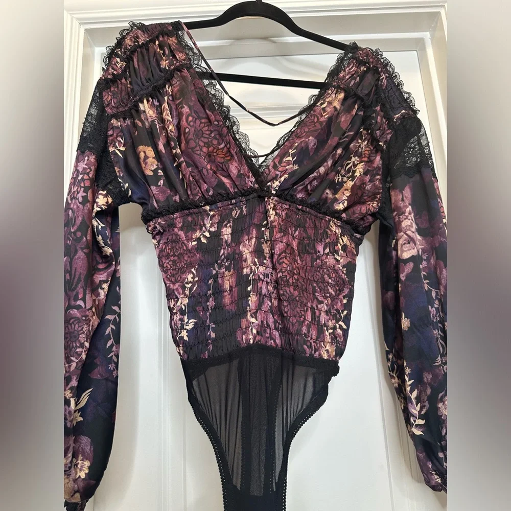FREE PEOPLE Black Combo‎ Worth The Wait Bodysuit Sz XSmall